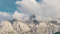 The highest mountain in Garmisch Bavaria Germany, Zugspitze surrounded by clouds